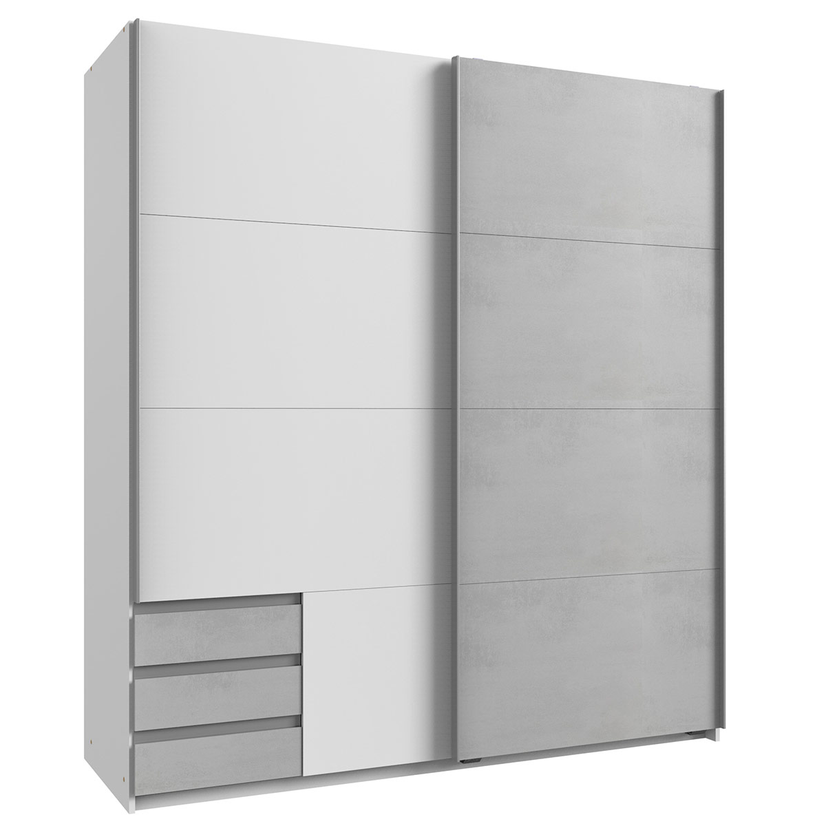 Wimex Emden Kleiderschrank 179 cm Weiß/Beton Dekor lichtgrau