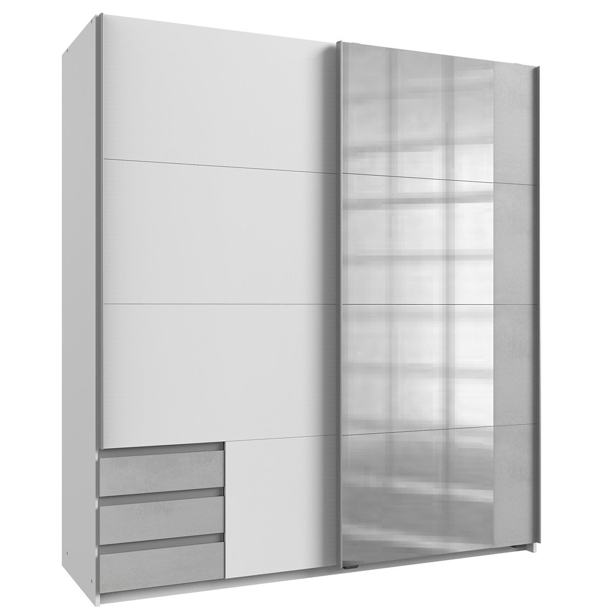 Wimex Emden Kleiderschrank 179 cm 1 Spiegel Weiß/Beton Dekor lichtgrau