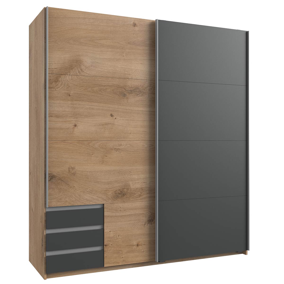 Wimex Emden Kleiderschrank 179 cm Plankeneiche Dekor/Graphit