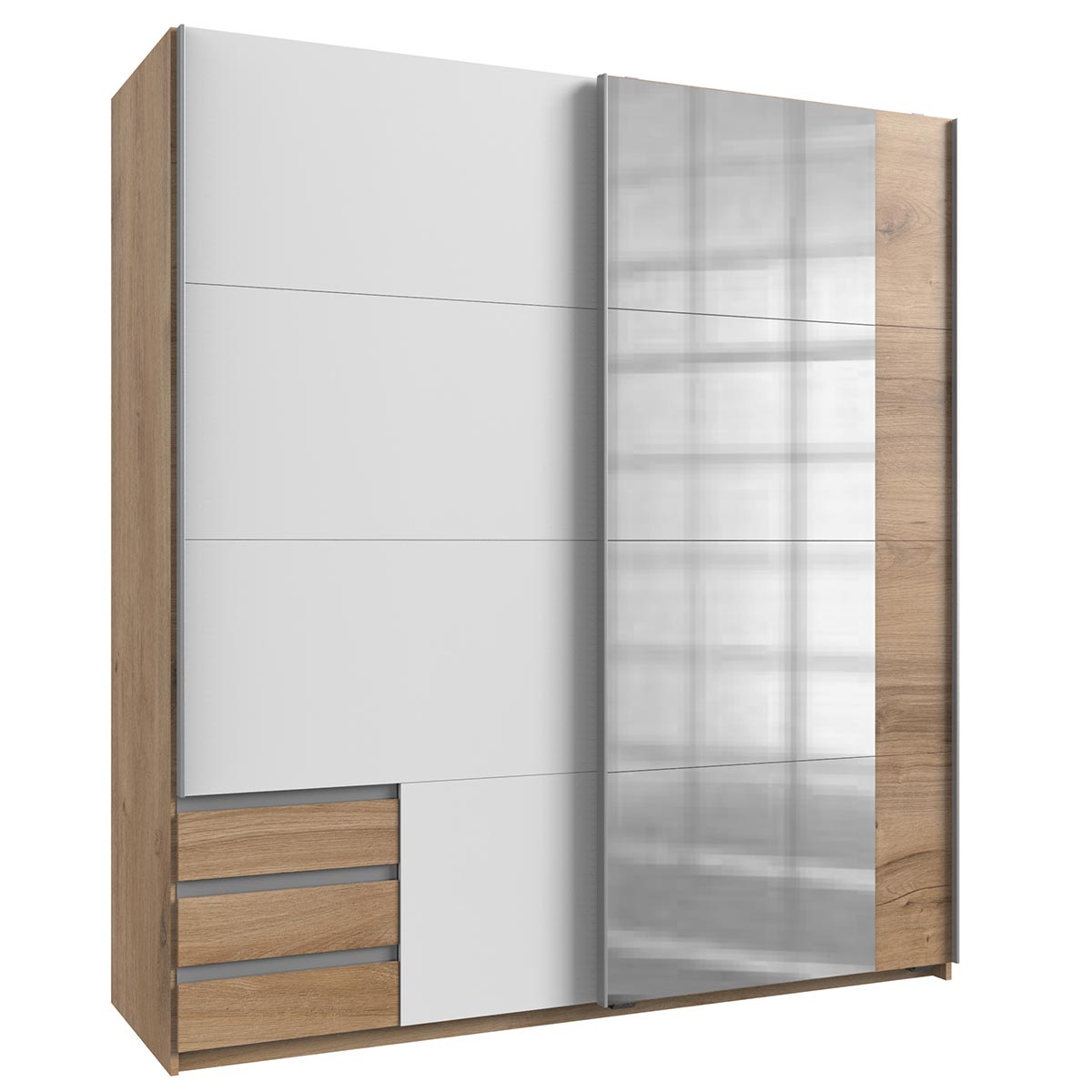 Wimex Emden Kleiderschrank 179 cm 1 Spiegel Plankeneiche Dekor/Weiß
