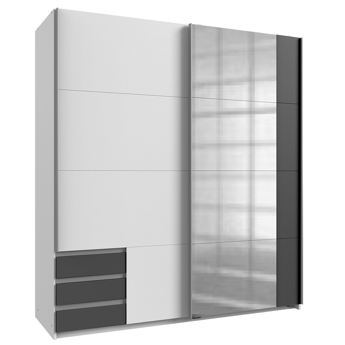 Wimex Emden Kleiderschrank 179 cm 1 Spiegel Weiß/Graphit