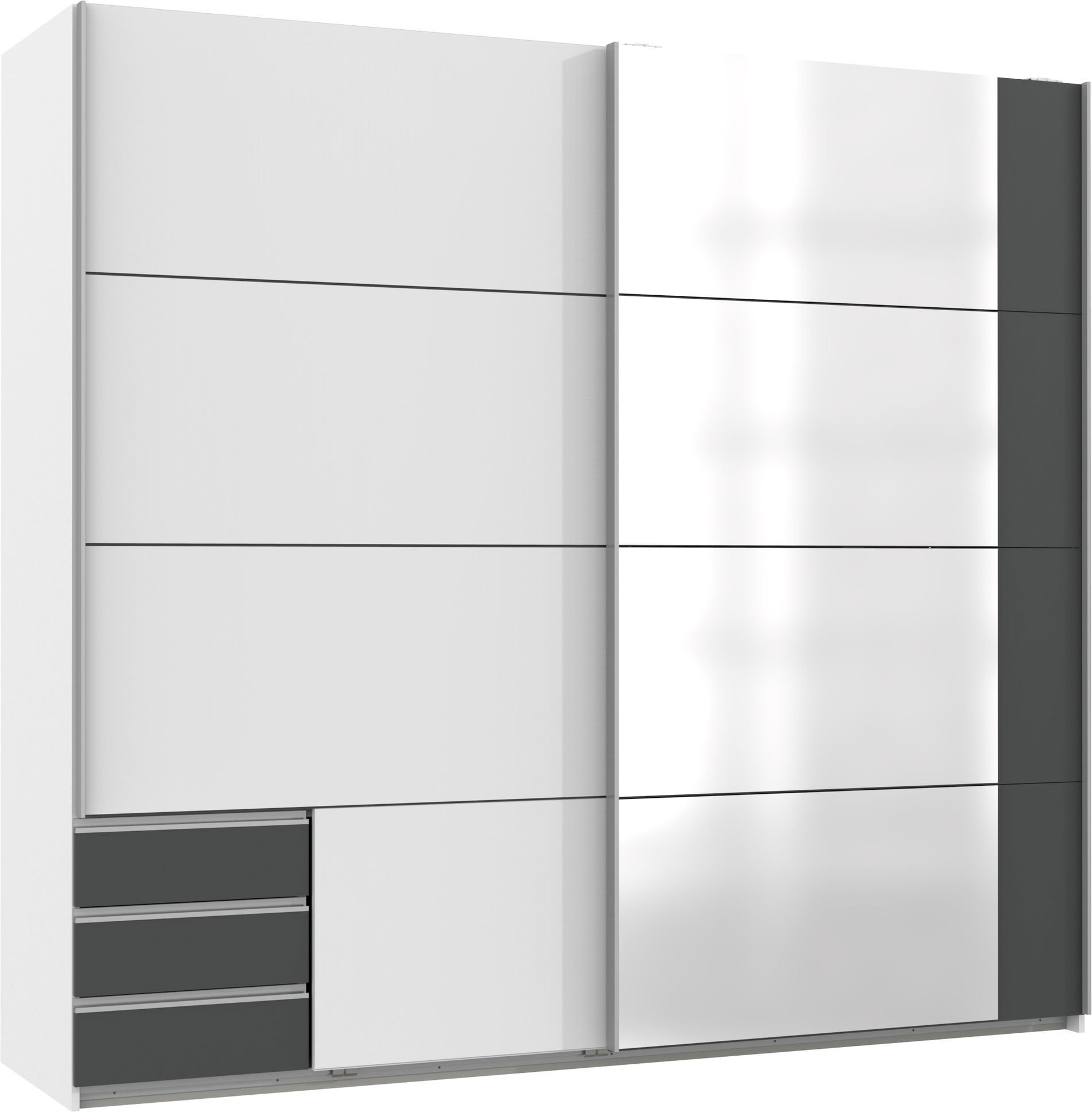 Wimex Emden2 Schwebetürenschrank 225 cm Weiß/Grafit