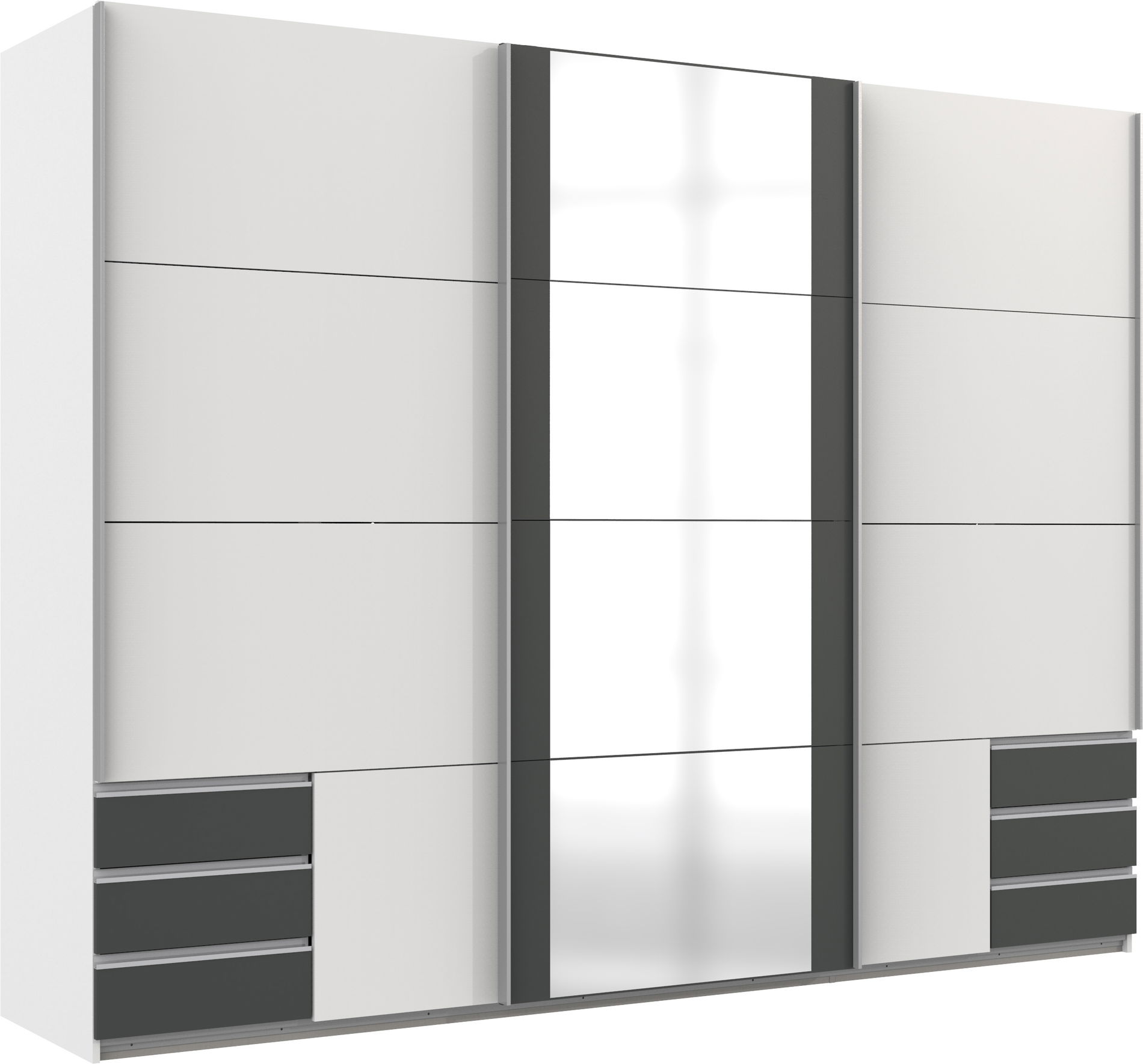 Wimex Emden2 Schwebetürenschrank 270 cm Weiß/Grafit