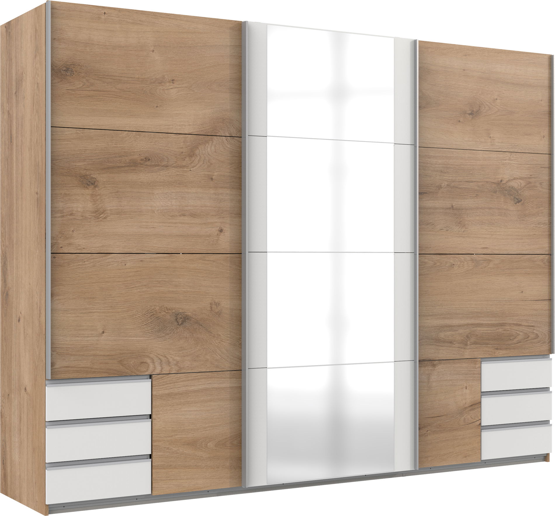 Wimex Emden2 Schwebetürenschrank 270 cm Plankeneiche-Nachbildung/Weiß