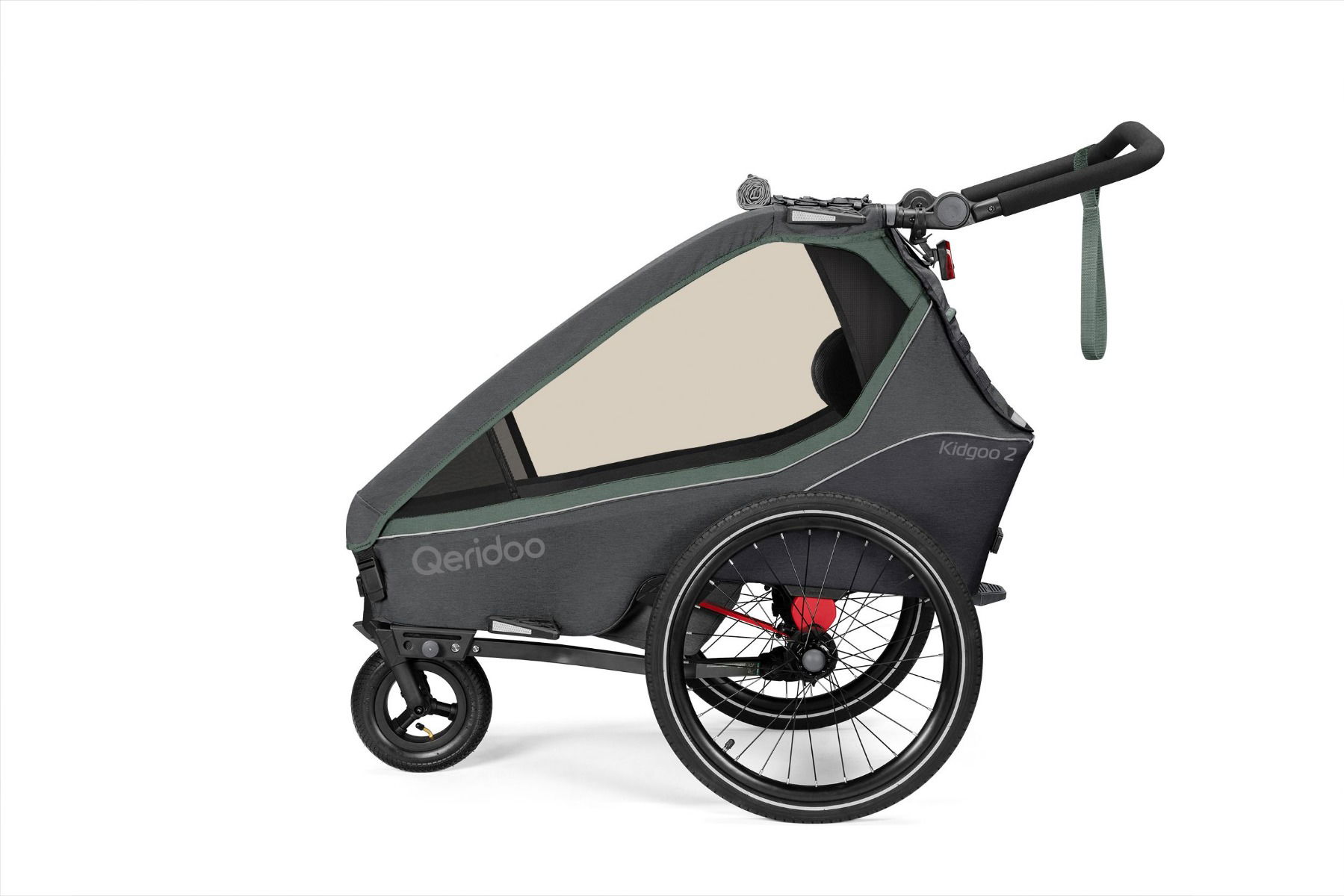 Qeridoo Kidgoo 2 Fahrradanhänger Ivy Green mit Joggerfunktion 2023