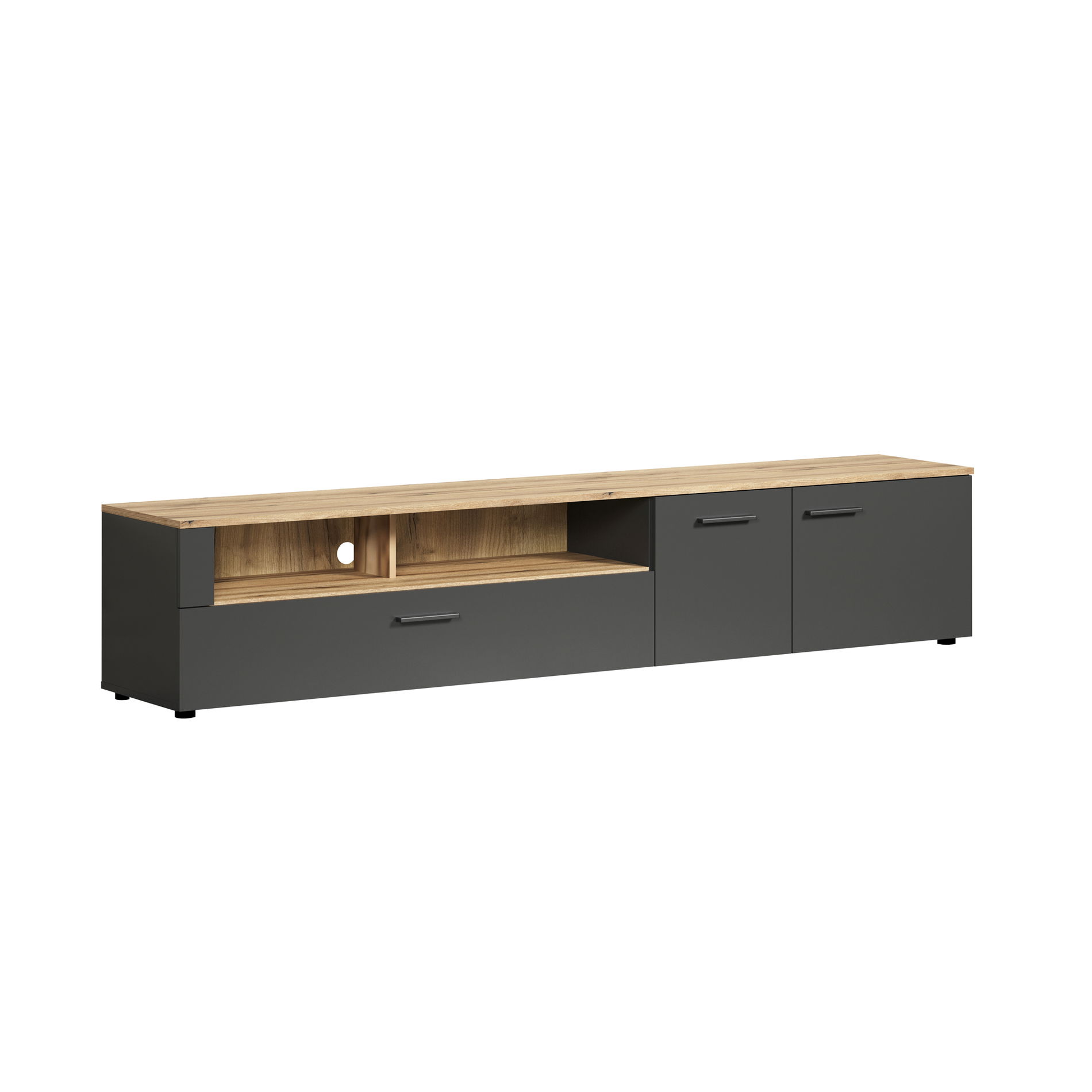 trendteam Esteban TV-Lowboard Anthrazit Melamin Coast Evoke Oak