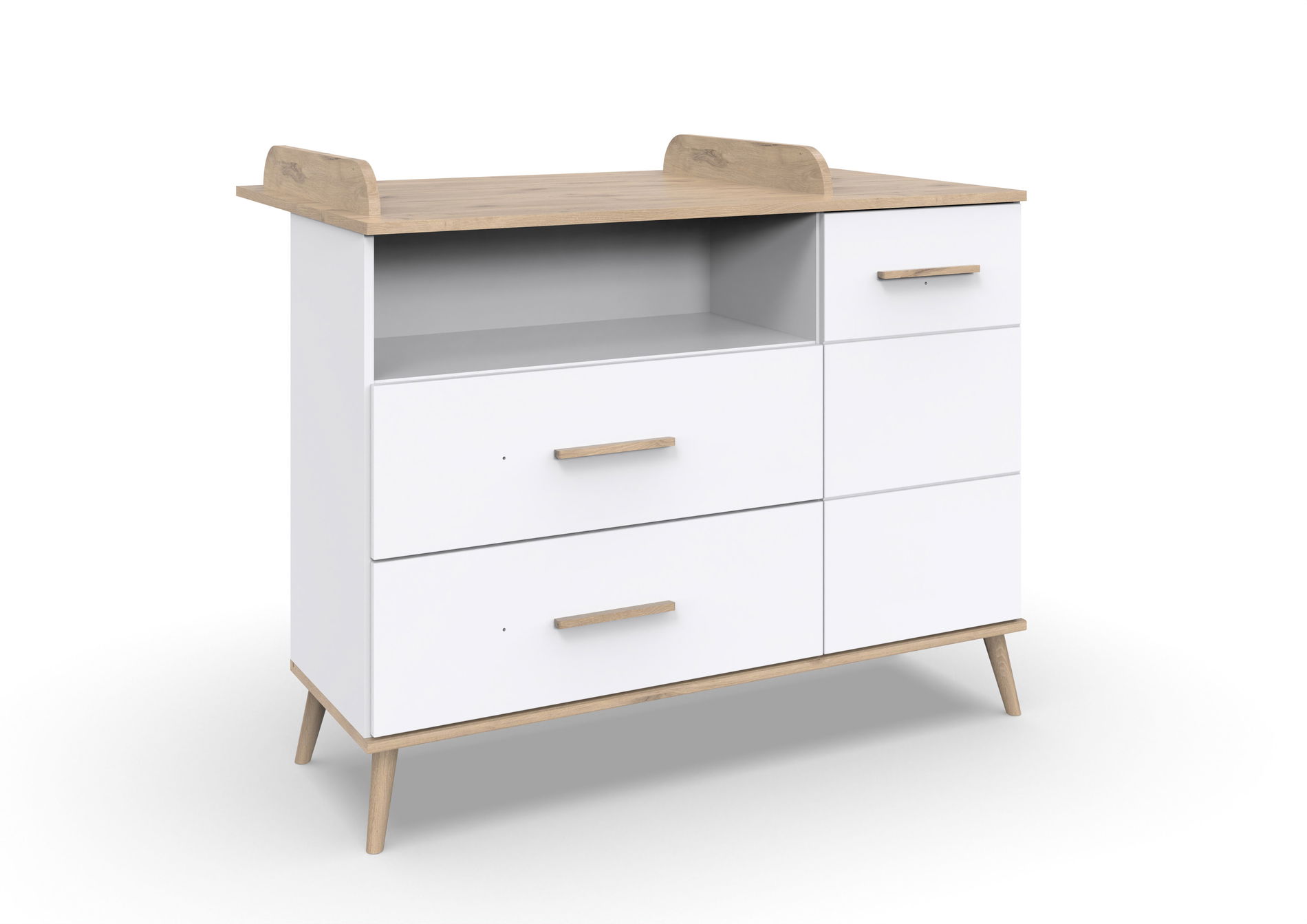 Wimex Fehmarn Wickelkommode Weiss / Viking Oak Nachbildung