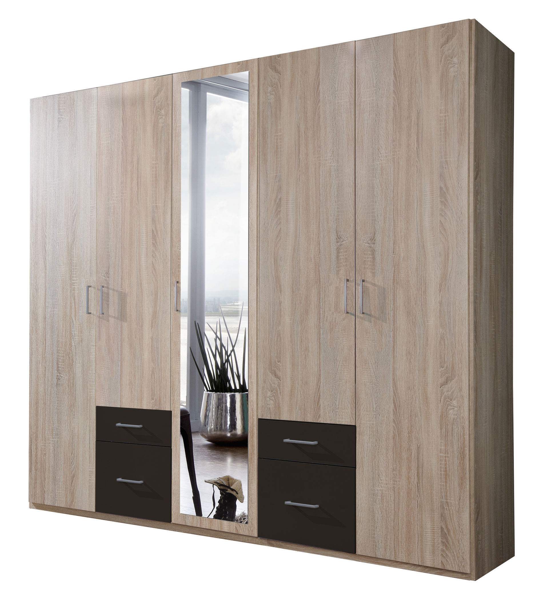 Wimex Freiburg Drehtürenschrank 225CM Eiche Saegerau / Graphit