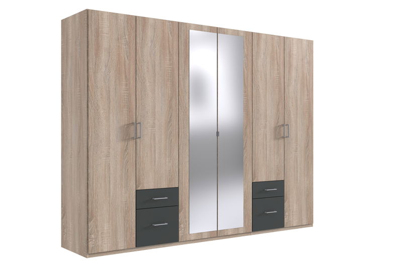 Wimex Freiburg Drehtürenschrank 270CM Eiche Saegerau / Graphit Wimex Freiburg Drehtürenschrank 270CM Eiche Saegerau / Graphit