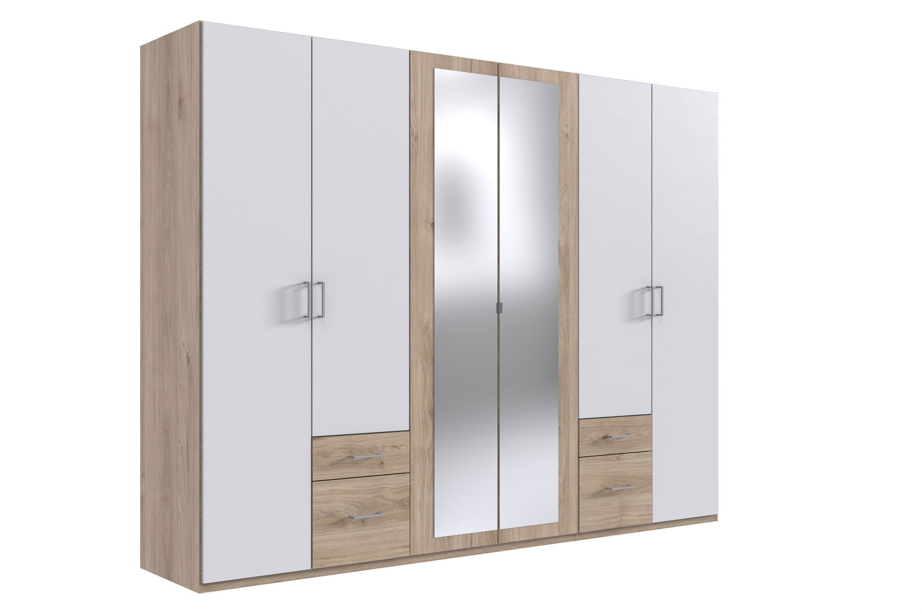 Wimex Freiburg Drehtürenschrank 270CM Weiss / Hickory Oak Nb