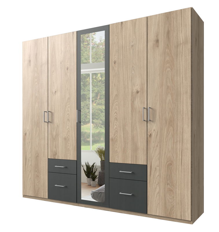 Wimex Freiburg Drehtürenschrank 225CM Hickory Oak / Graphit Wimex Freiburg Drehtürenschrank 225CM Hickory Oak / Graphit