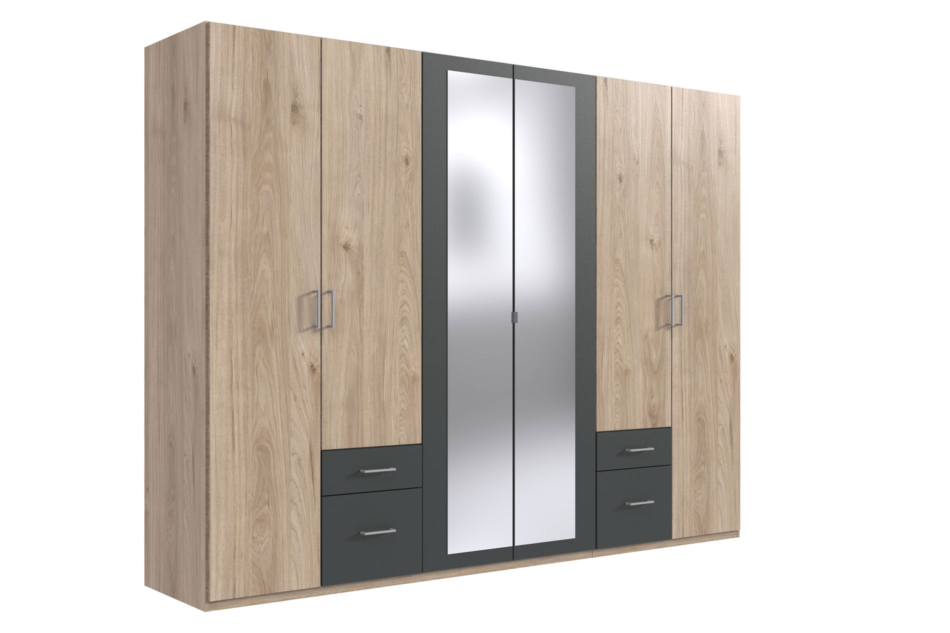 Wimex Freiburg Drehtürenschrank 270CM Hickory Oak / Graphit