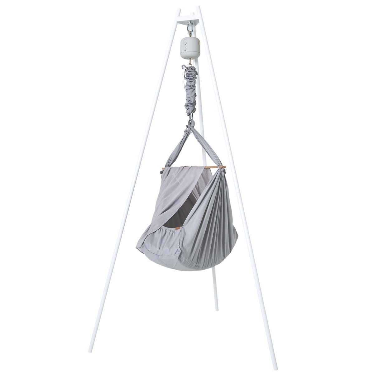 Membantu Federwiege Premium Grey mit Wiegenständer und Motor - Set