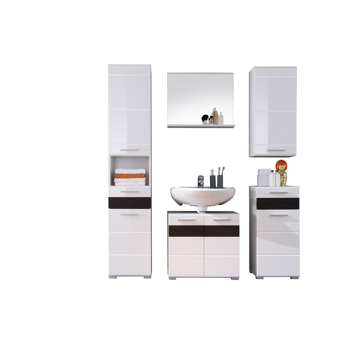 trendteam Mezzo Badmöbel-Set Weiß / Melinga Dark Oak