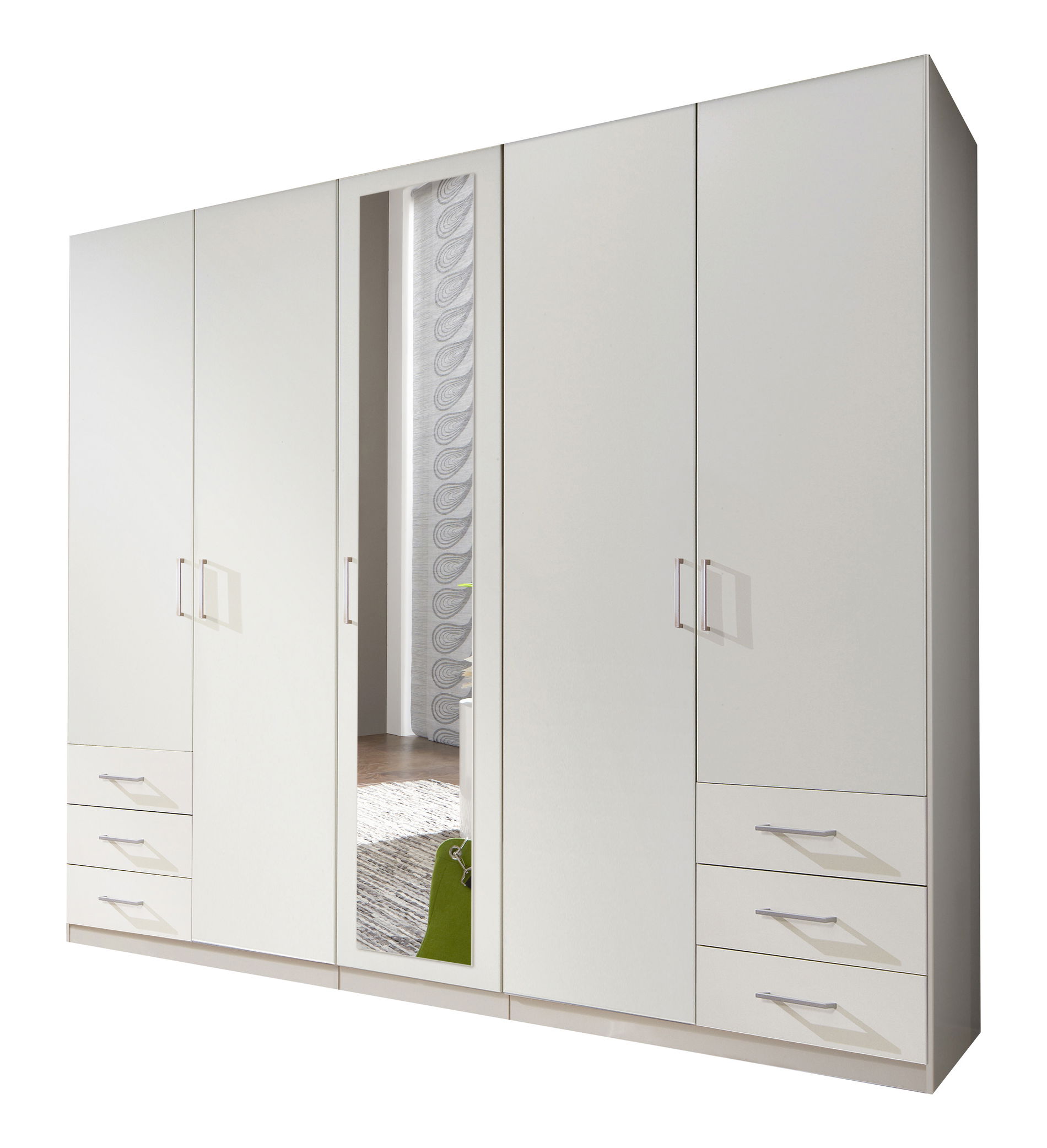 Wimex Fügen Kleiderschrank 225 cm 1 Spiegel Weiß