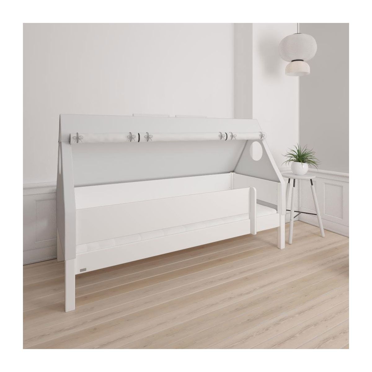 Manis-h Hausbett FULLA 90x200 cm einfarbig incl. Dachgiebel & Textilien - 22 Farben wählbar