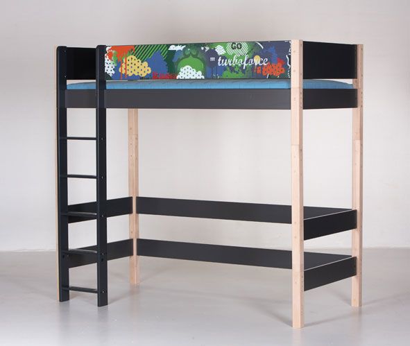 Manis-h Hochbett GEFION 90x200 cm Pfosten Buche Höhe 193 cm - 22 Farben wählbar