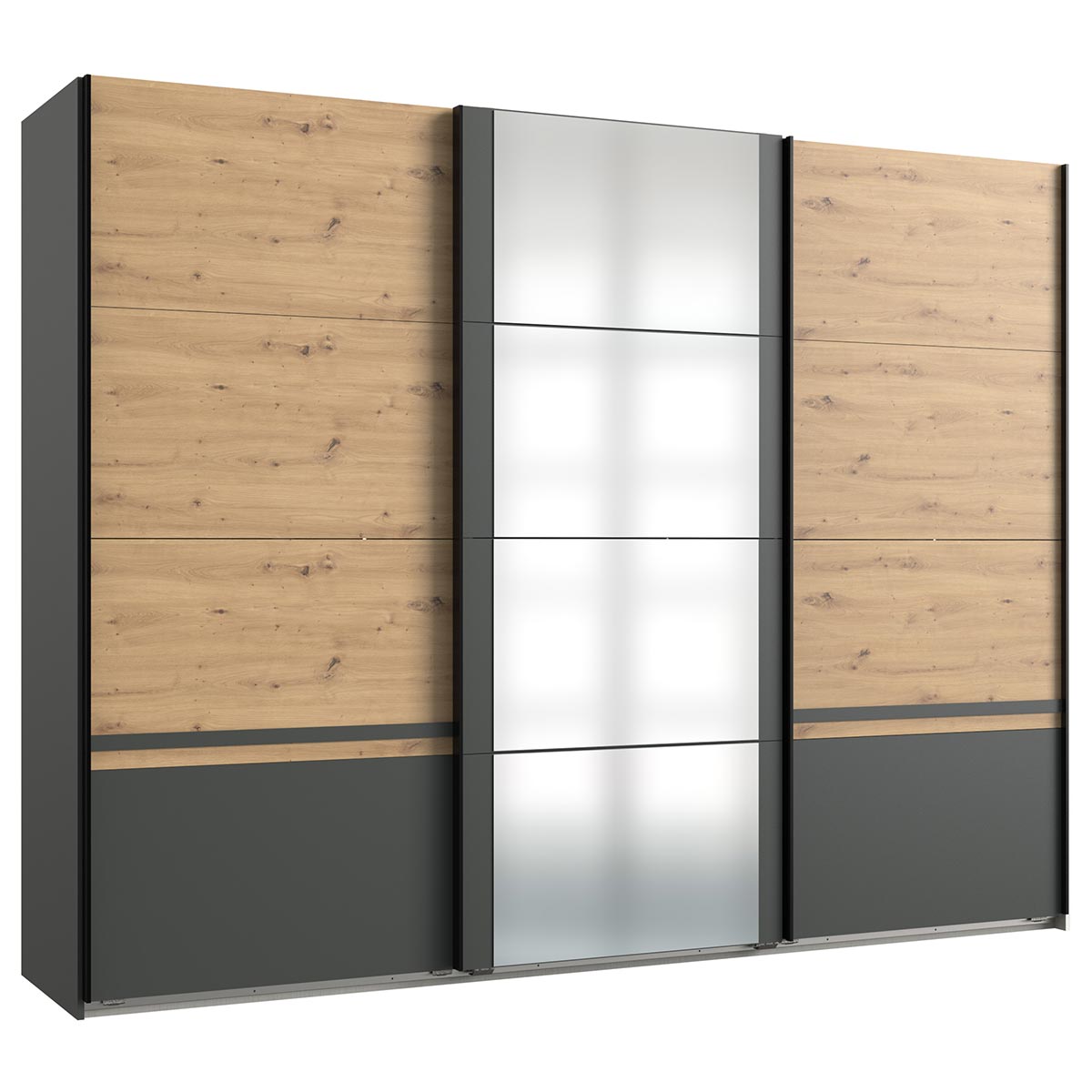 Wimex Gibraltar Schwebetürenschrank 270 cm Graphit/Artisan-Eiche Dekor