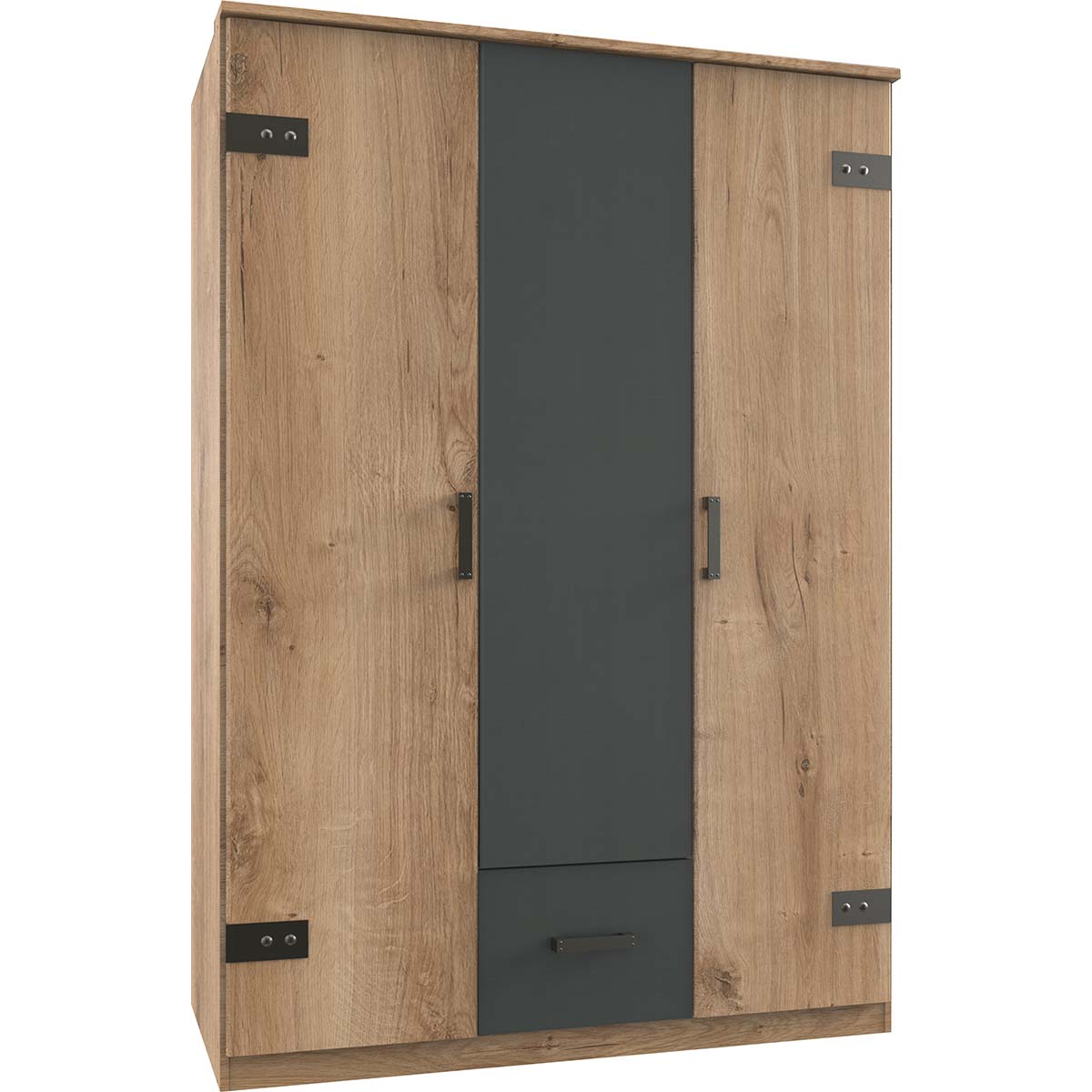 Wimex Glasgow Kleiderschrank 135 cm Plankeneiche Dekor/Graphit
