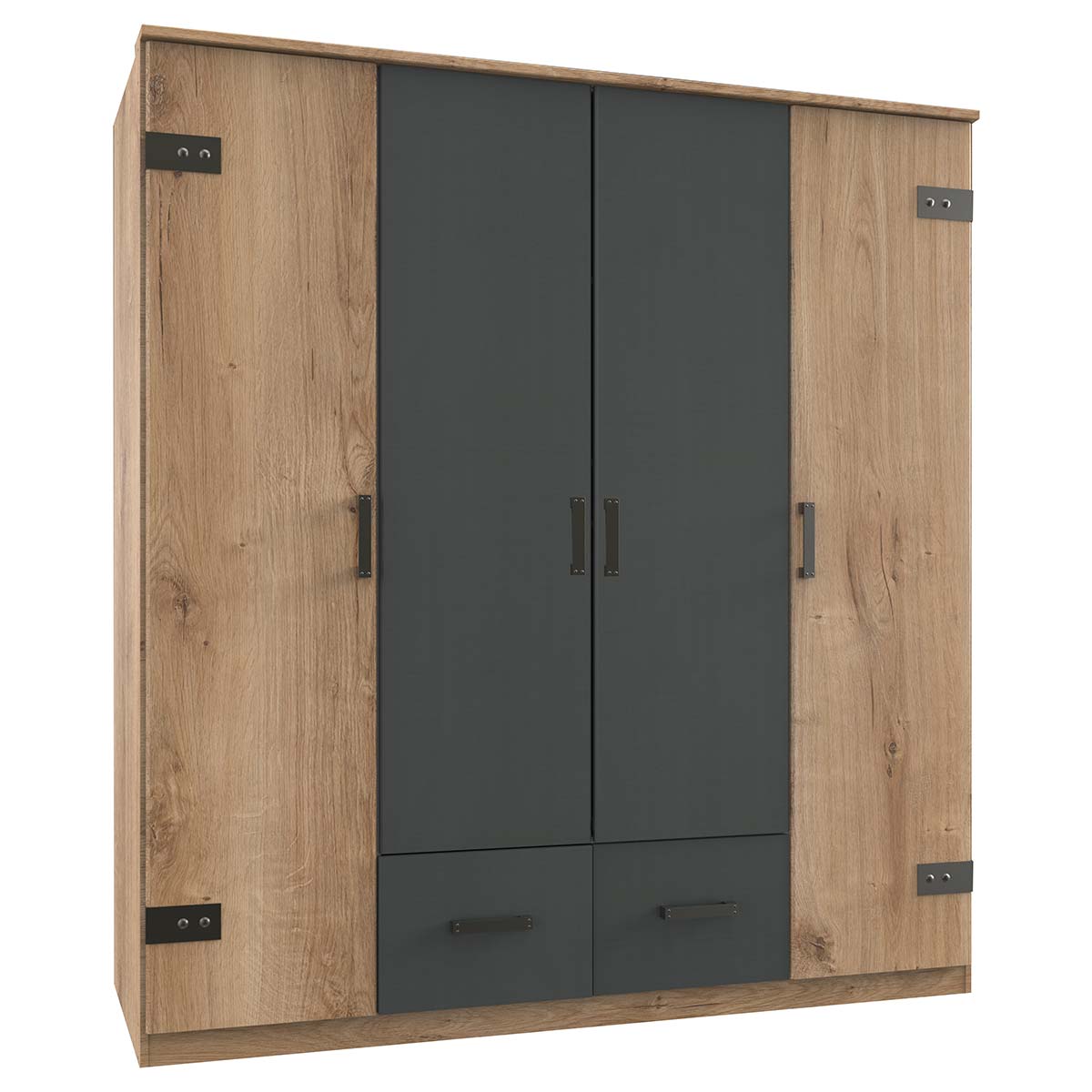 Wimex Glasgow Kleiderschrank 180 cm Plankeneiche Dekor/Graphit
