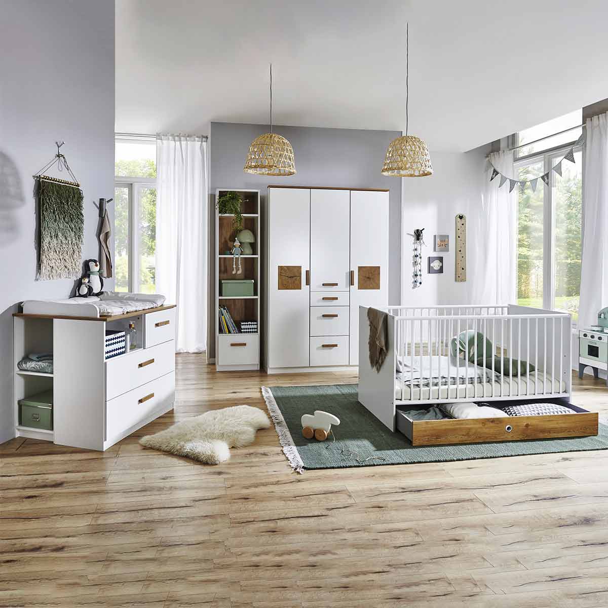 Wimex Gotland Babyzimmer 3-teilig Weiß/Plankeneiche Dekor