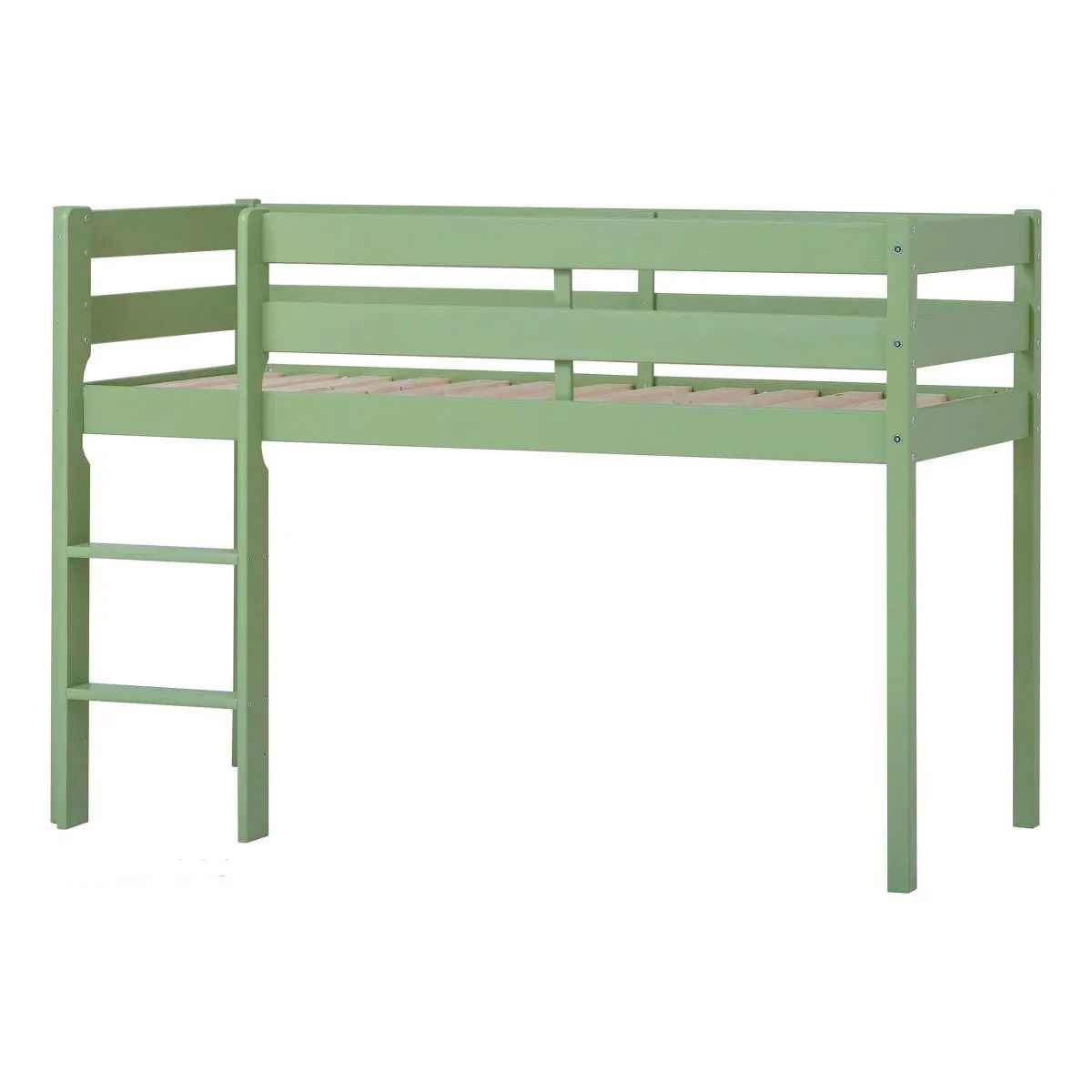 Hoppekids ECO Comfort Halbhohes Bett Pale Green 70 x 160 cm - mit Lattenrost