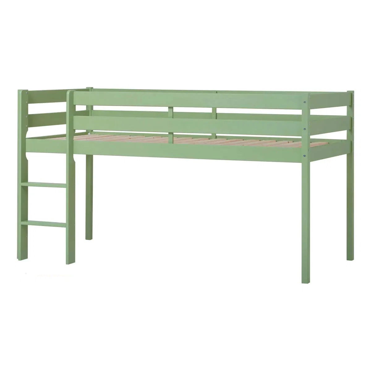 Hoppekids ECO Comfort Halbhohes Bett Pale Green 90x200 cm - mit Lattenrost