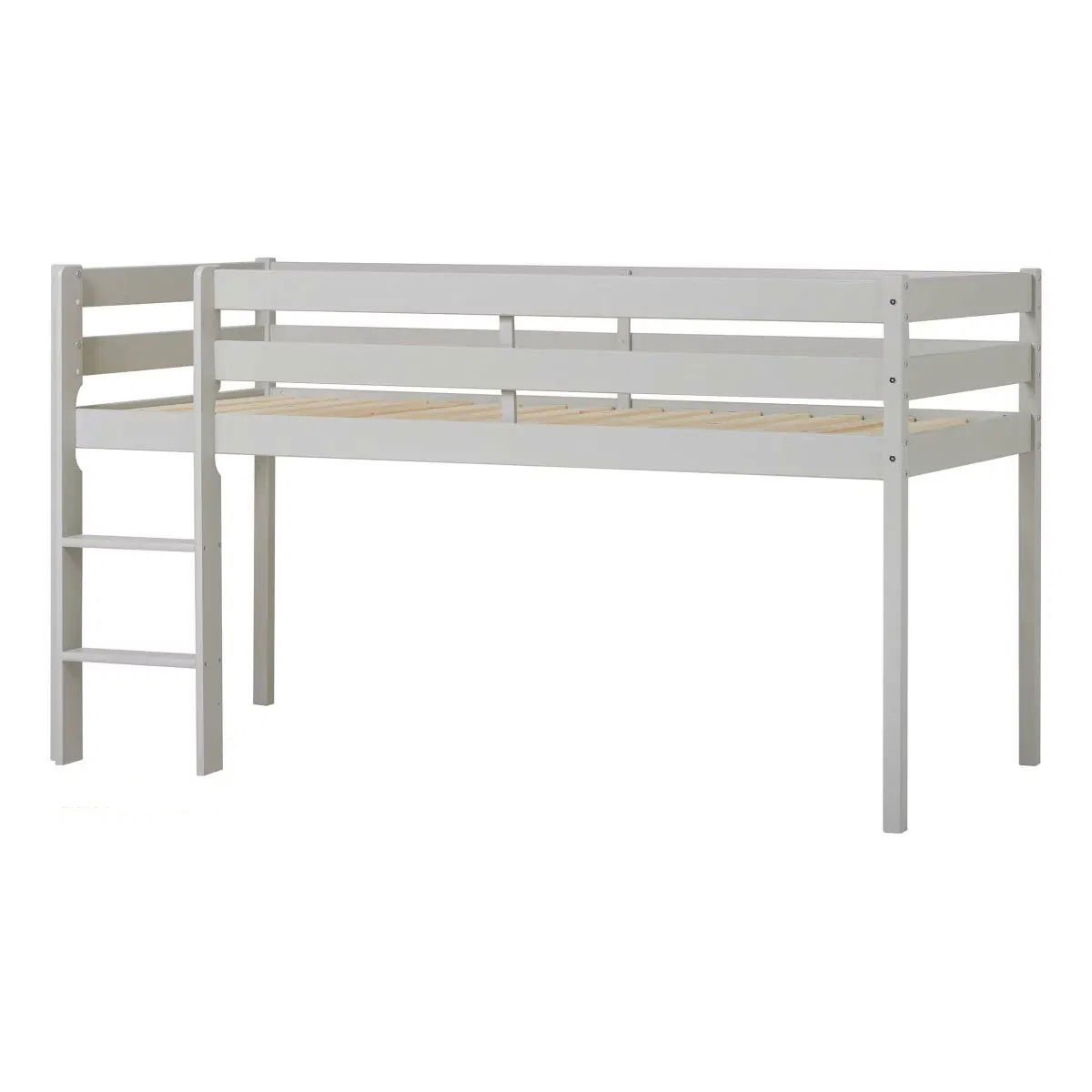 Hoppekids ECO Comfort Halbhohes Bett Dove Grey 90x200 cm - mit Lattenrost