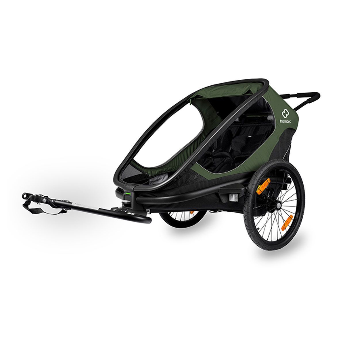 Hamax Outback Fahrradanhänger Grün/Schwarz inkl. Deichsel & Buggyrad
