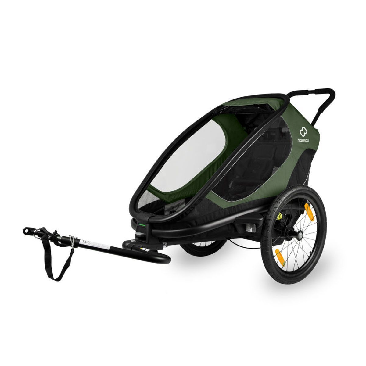 Hamax Outback One Fahrradanhänger Grün / Schwarz inkl. Deichsel & Buggyrad