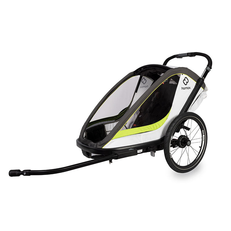 Hamax Breeze Fahrradanhänger Weiß/Grün inkl. Deichsel & Buggyrad