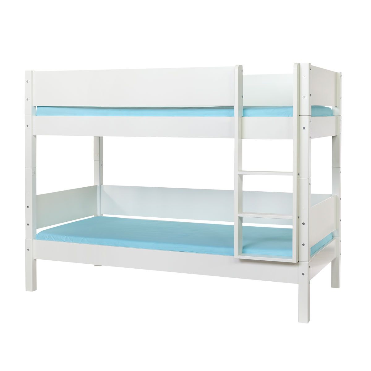 Manis-h Etagenbett HODER einfarbig 22 Farben wählbar ( Farbe Bett: Snow White / -11, mit Absturzsicherung RAHMEN 10420-Farbe, Snow White / -11)