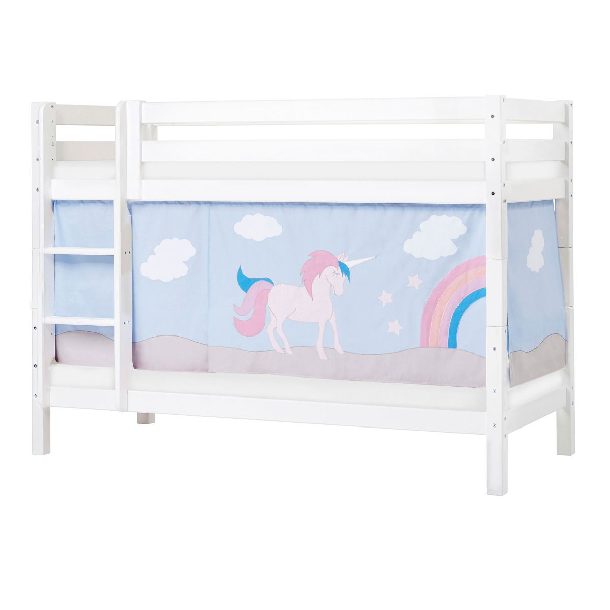 Hoppekids ECO Luxury Etagenbett 90x200 mit UNICORN-Vorhang und ECO Luxury Matratze