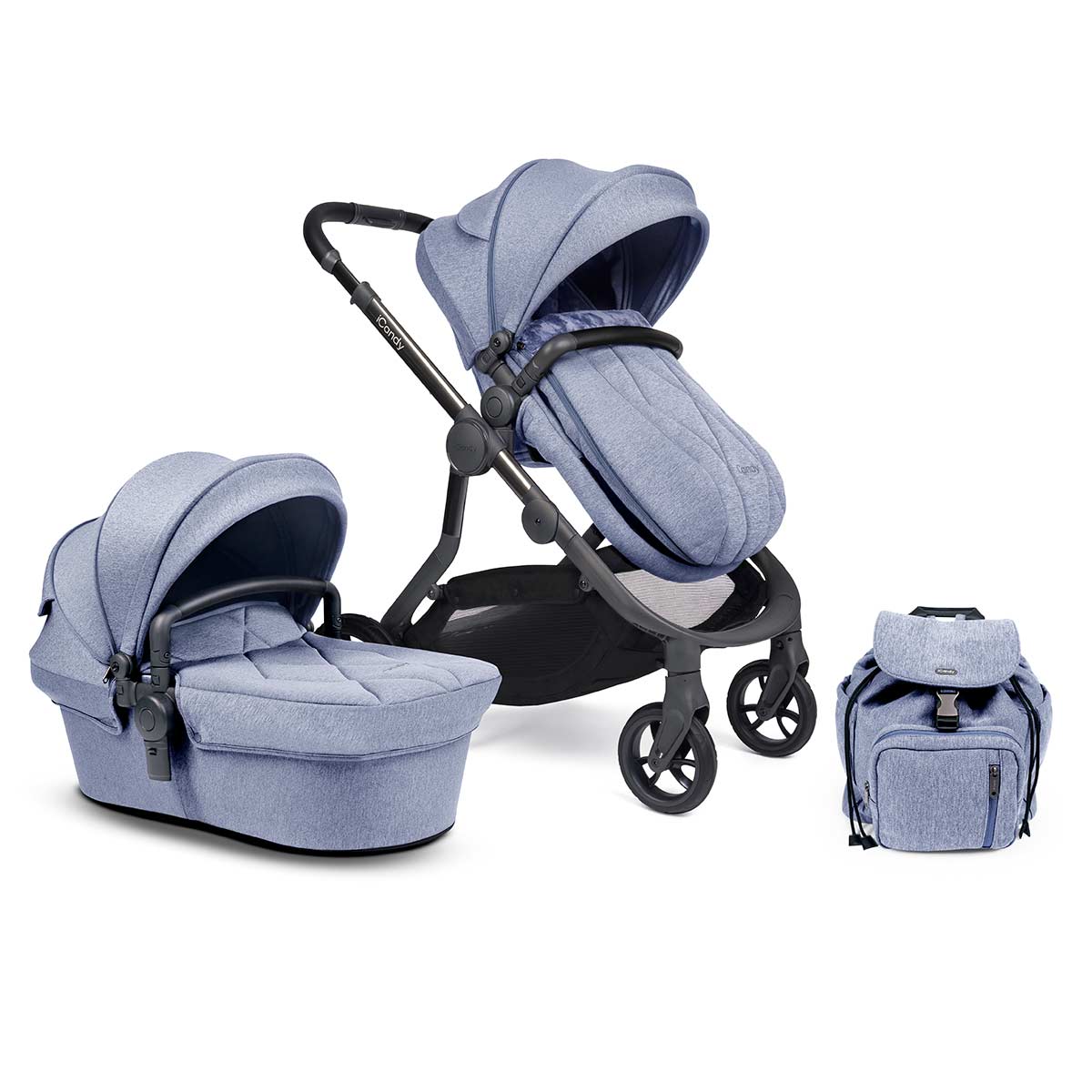 iCandy Orange Combo Mist Blue Marl Phantom Kinderwagen flexibel | inkl. praktischem Zubehör