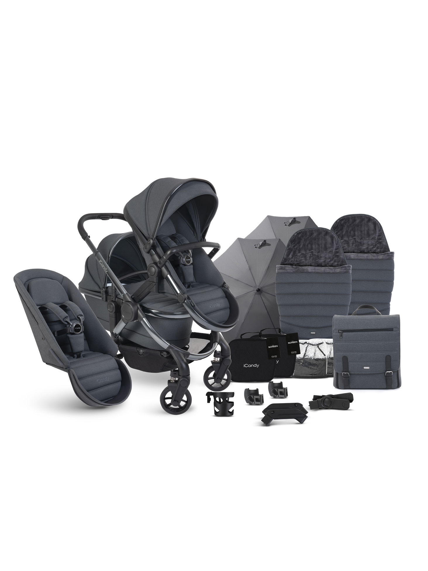 iCandy Peach 7 Double Complete Bundle Dark Grey