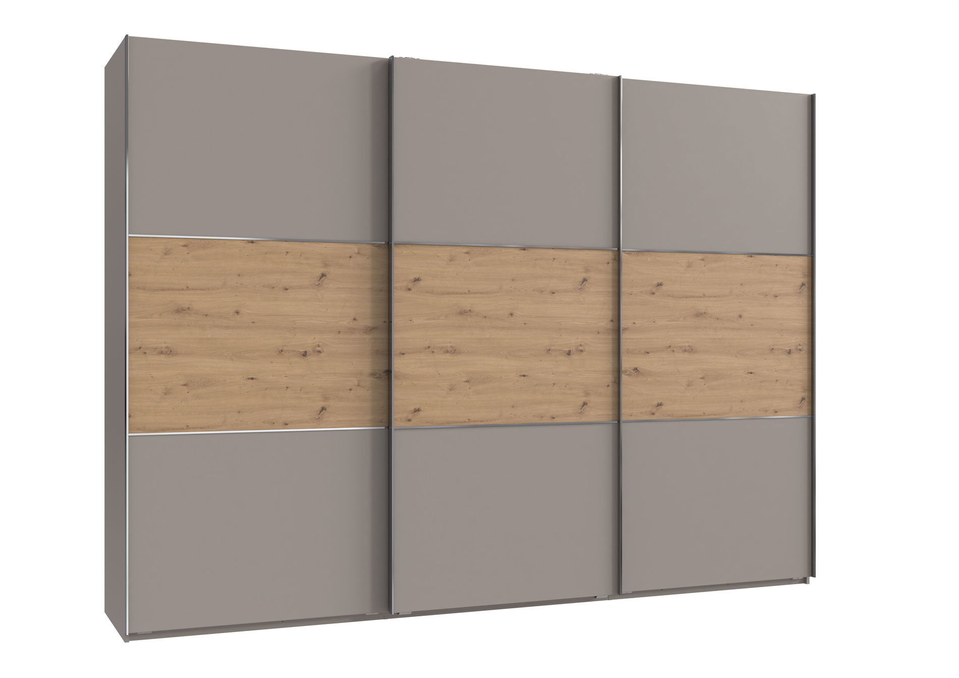 Wimex indiana A Schwebetürenschrank 300 cm Saharagrau/Artisan-Eiche-Nachbildung