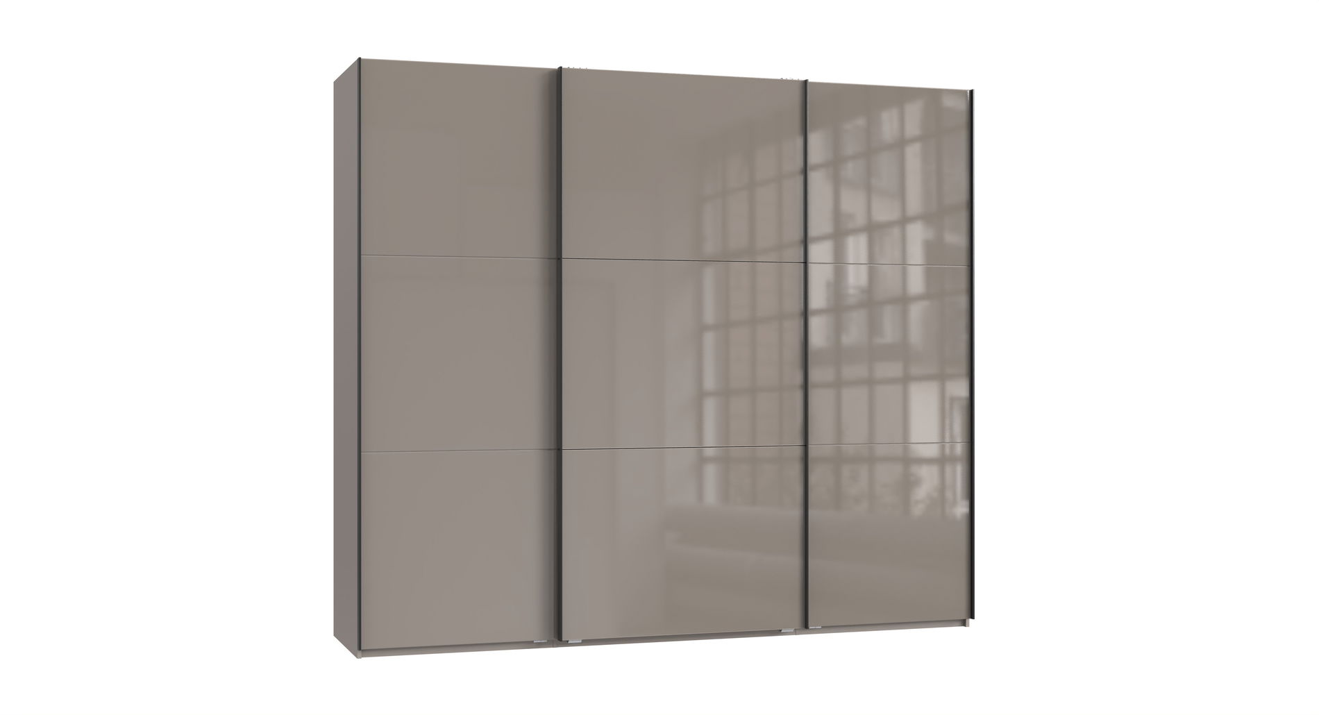 Wimex indiana C Schwebetürenschrank 250 cm Saharagrau/Schwarz