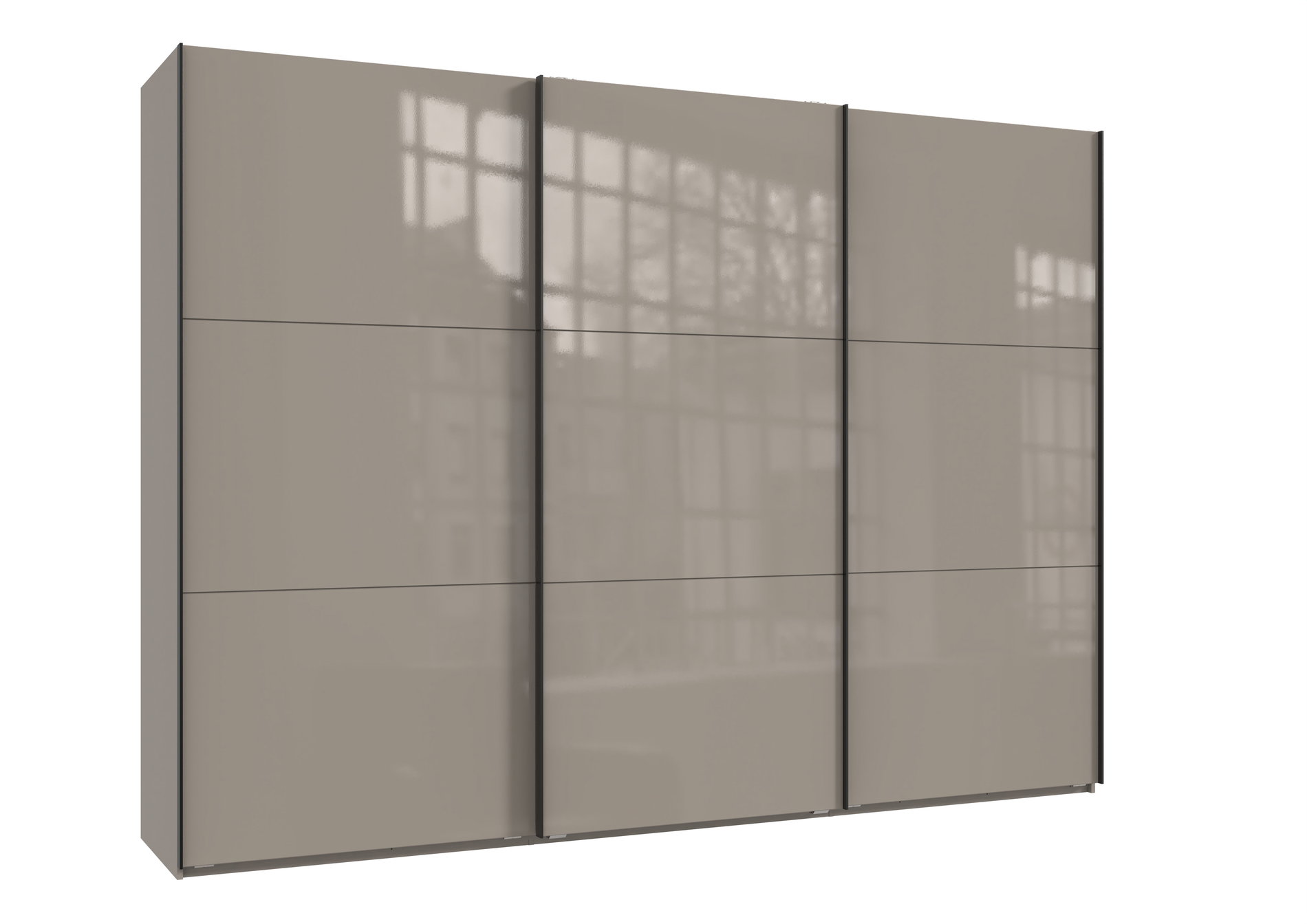 Wimex indiana C Schwebetürenschrank 300 cm Saharagrau/Schwarz