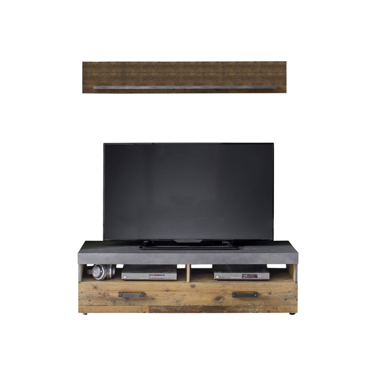 trendteam Indy Medienmöbel-Set 2-teilig Old Wood / Graphit Grau