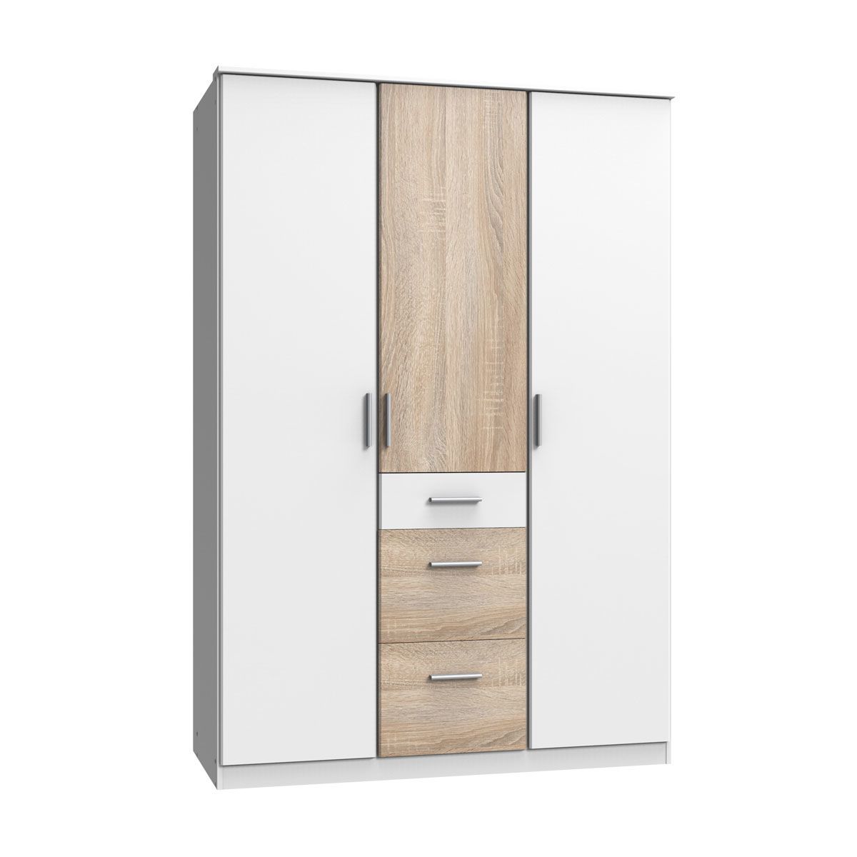 Wimex Joker Kleiderschrank 3-türig Weiß / Eiche sägerau-Nachbildung