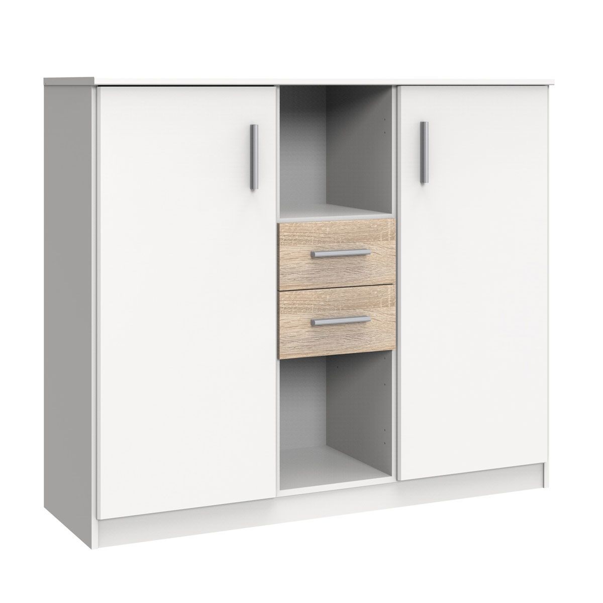 Wimex Joker Highboard Weiß / Eiche sägerau-Nachbildung