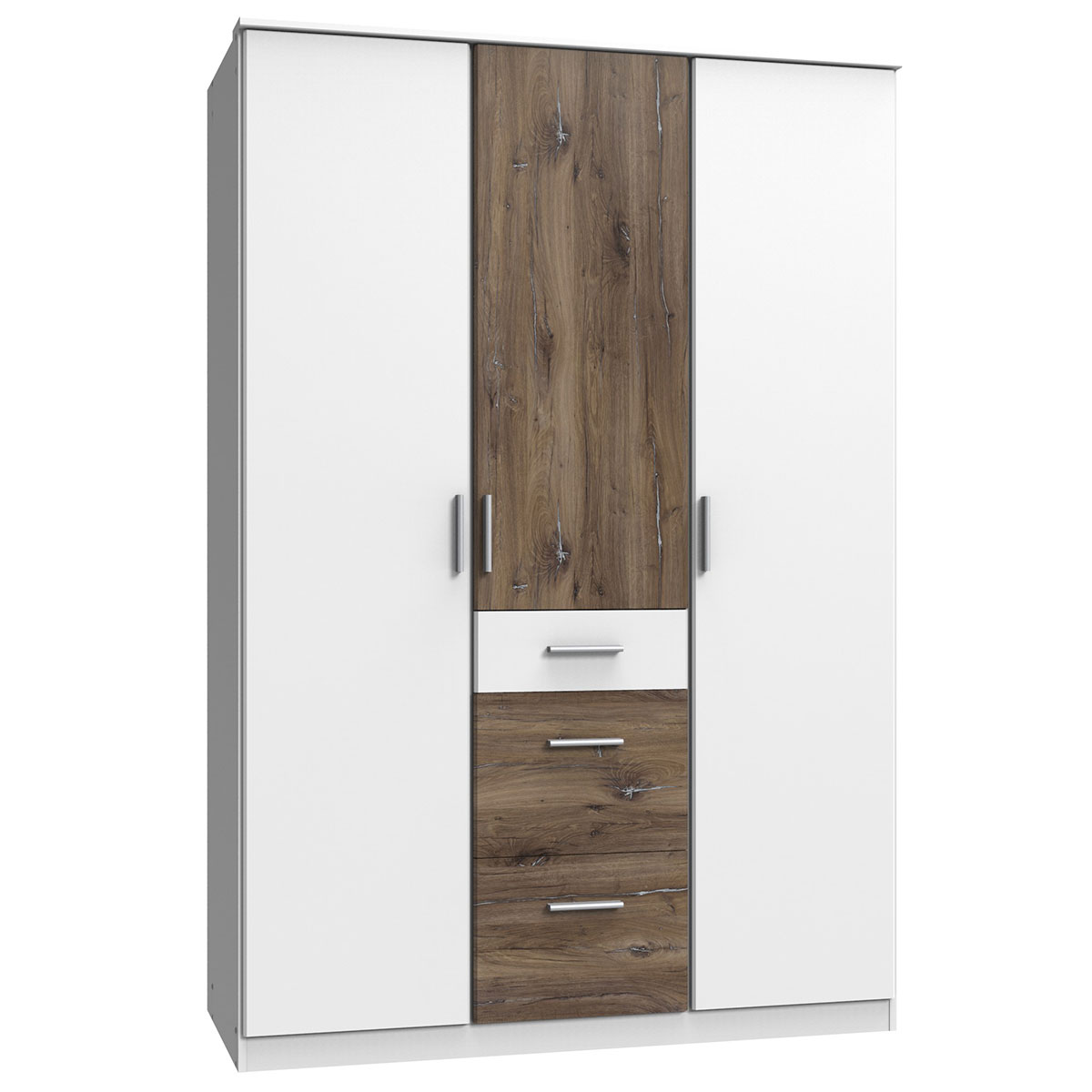 Wimex Joker Kleiderschrank 135 cm Weiß/Flagstaff-Eiche Dekor