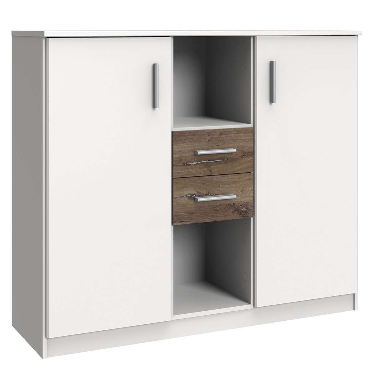 Wimex Joker Highboard Weiß/Flagstaff-Eiche Dekor