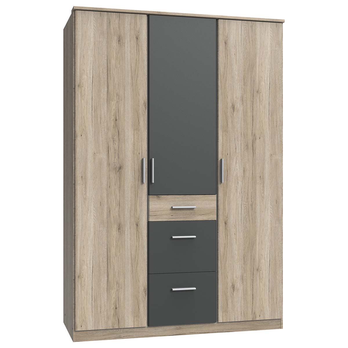 Wimex Joker Kleiderschrank 135 cm San Remo-Eiche Dekor/Graphit