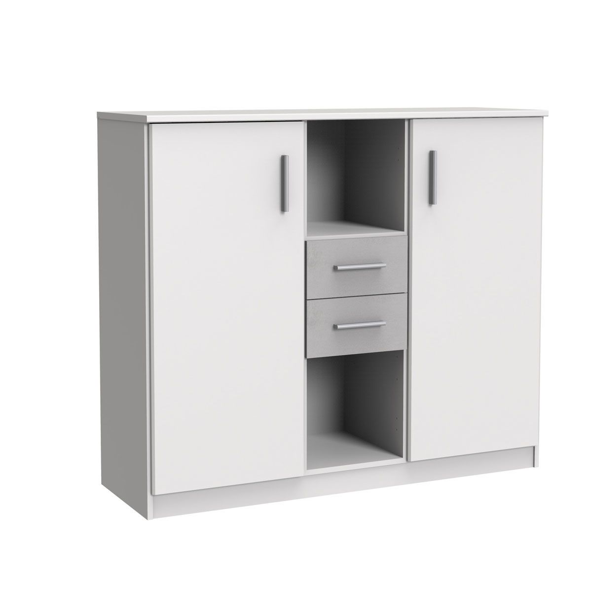 Wimex Joker Highboard Weiß / Beton-Nachbildung lichtgrau