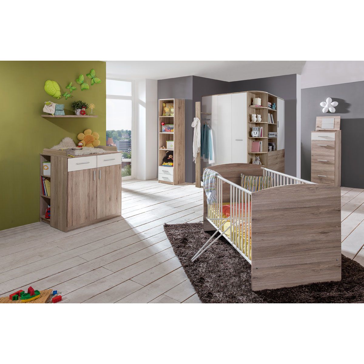 Wimex Joker Babyzimmer 3-teilig Eck-Schrank San Remo-Eiche-Nachbildung / Weiß