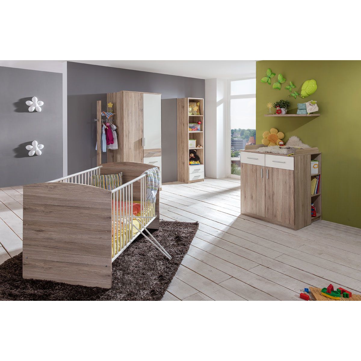 Wimex Joker Babyzimmer 3-teilig Schrank 2-türig | San Remo-Eiche-Nachbildung/Weiß