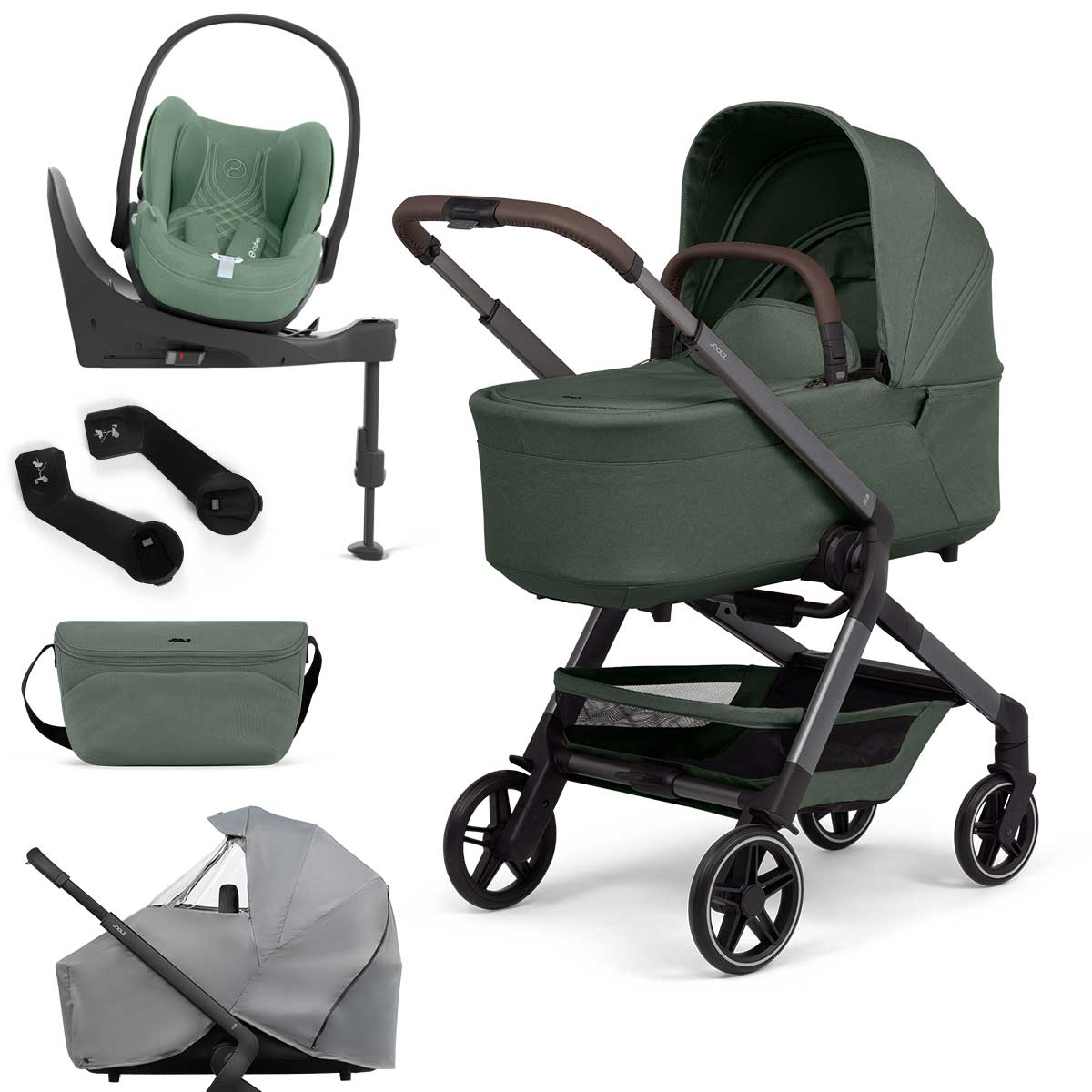 Joolz Hub2 Kinderwagen Bundle Forest green + CYBEX Cloud T i-Size, Base T & Zubehör