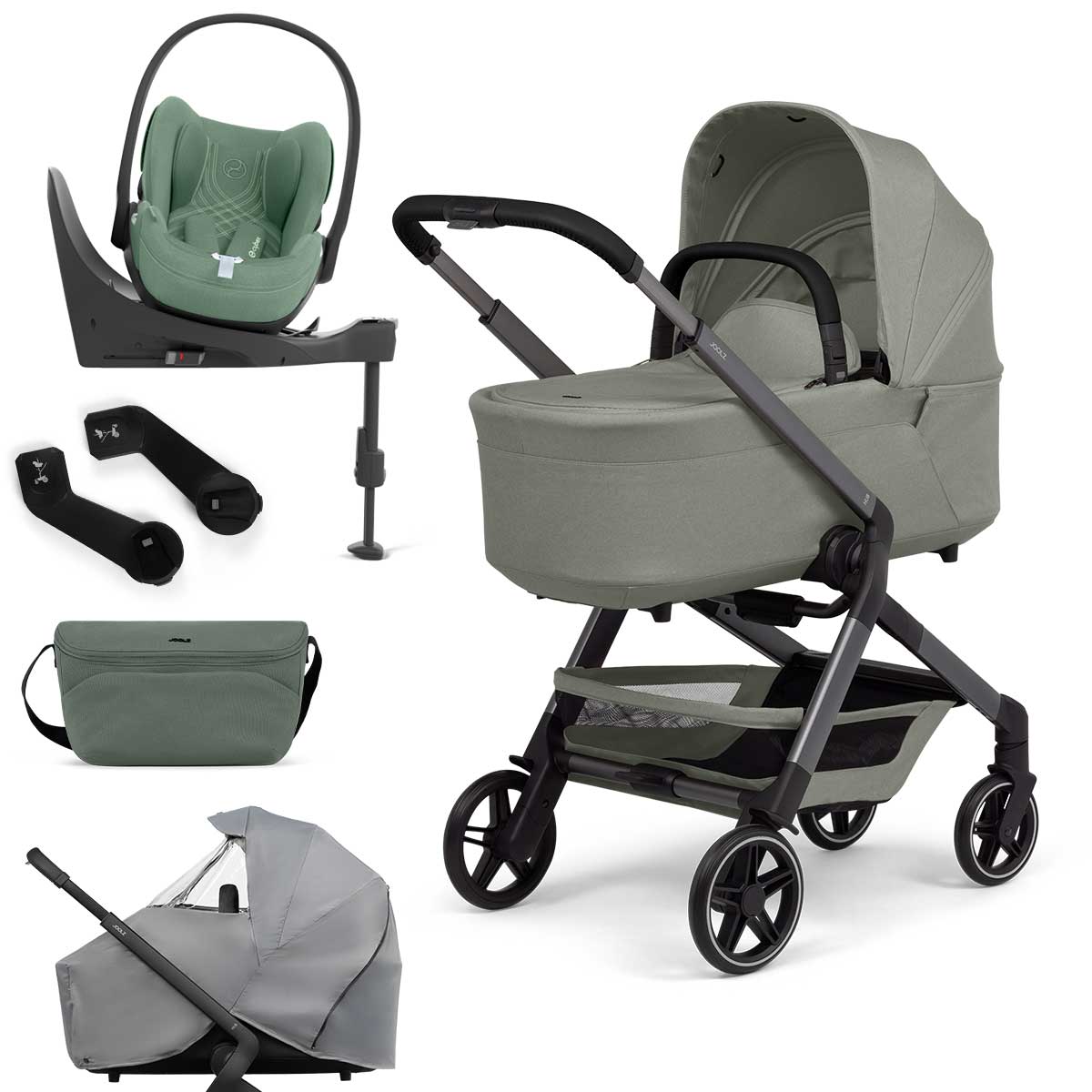 Joolz Hub2 Kinderwagen Bundle Sage green + CYBEX Cloud T i-Size, Base T & Zubehör