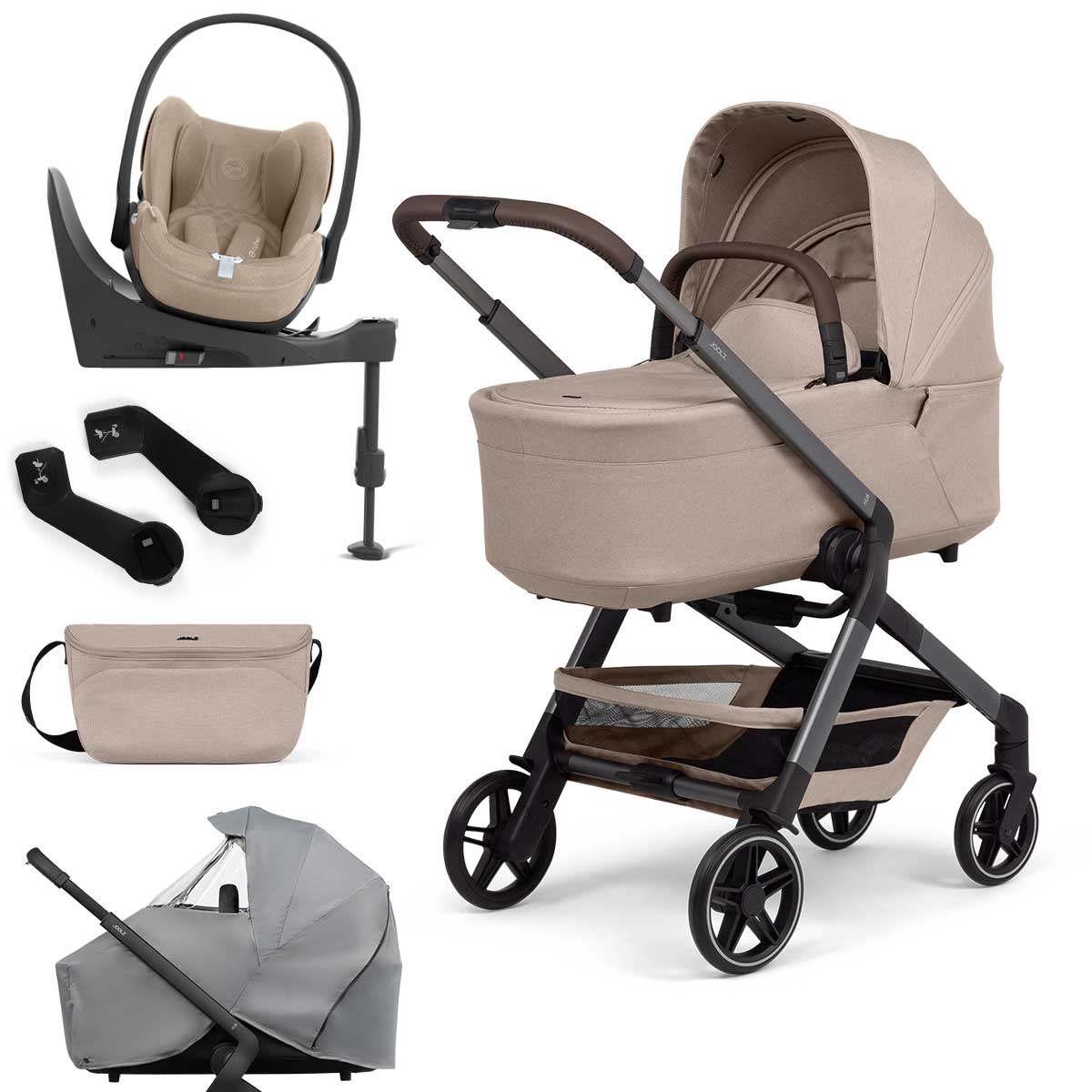 Joolz Hub2 Kinderwagen Bundle Sandy Taupe + CYBEX Cloud T i-Size, Base T & Zubehör